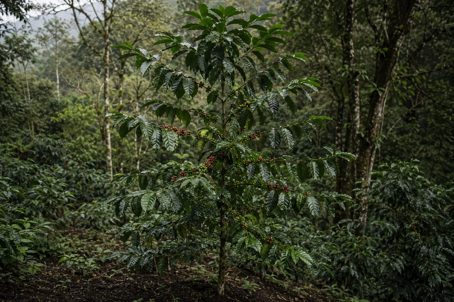 Planta de café variedad Mundo Novo