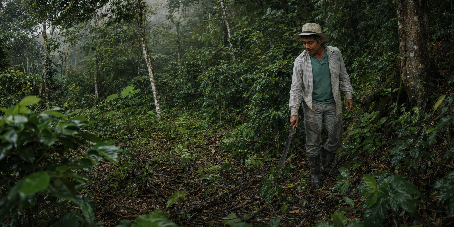 Vegetación densa en una finca de café de Veracruz